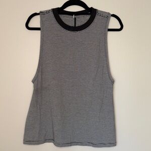 Lululemon Athletica Black and White Striped Tank Top